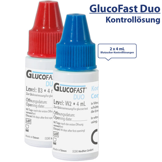 Glucofast Duo Blutzucker-Kontrolllösung - 2 x 4 mL
